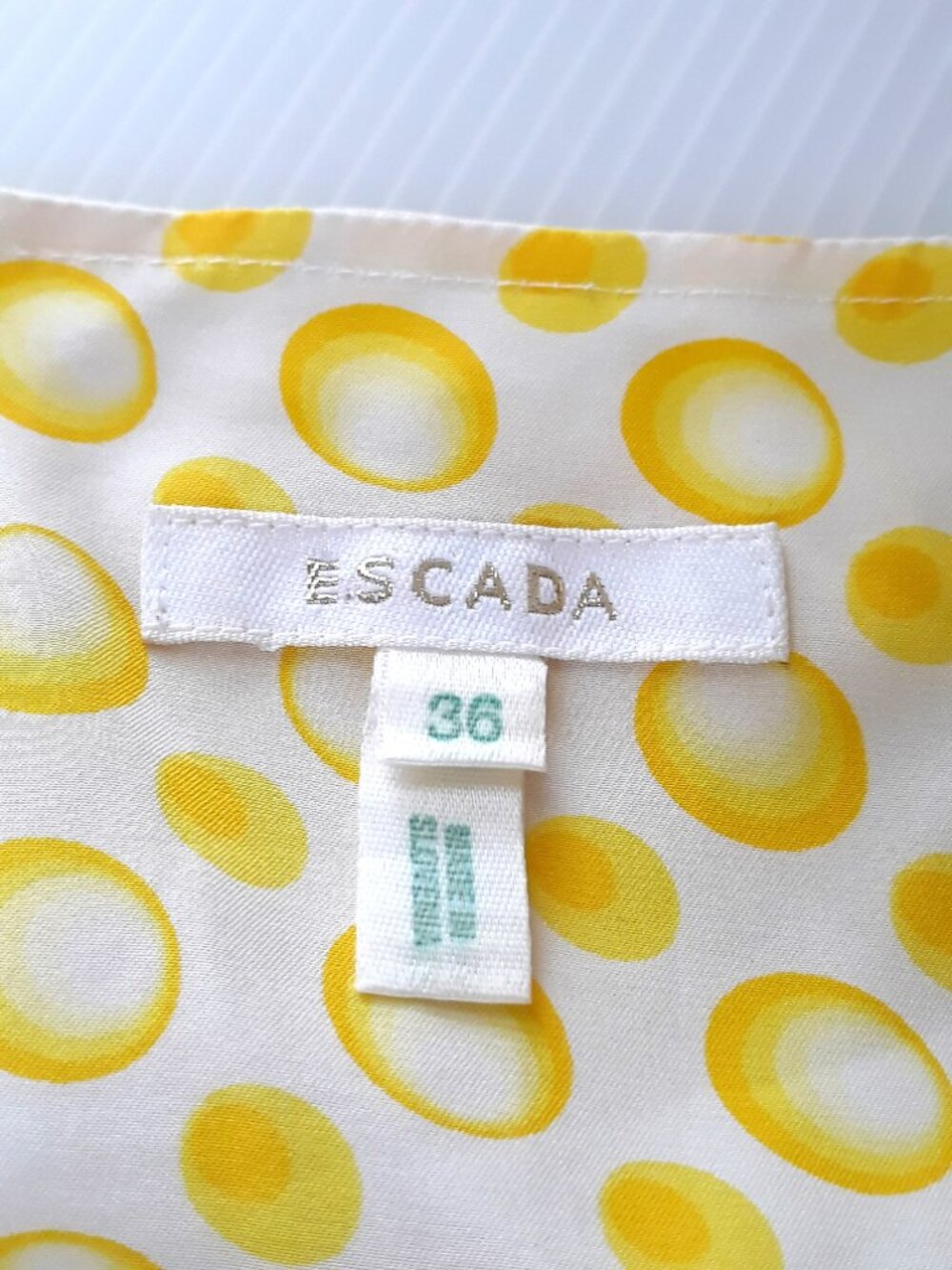 Escada Yellow Silk Dress Ruffles Bow Coquette Feminine - Picture 10 of 12